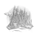 Emerald City from wizard of oz simple small outline tattoo design idea