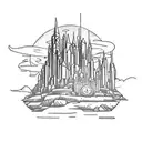 Emerald City from wizard of oz simple small outline tattoo design idea