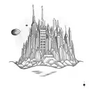 Emerald City from wizard of oz simple small outline tattoo design idea