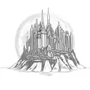 Emerald City from wizard of oz simple small outline tattoo design idea