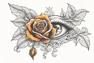 fire and rose tattoo design idea