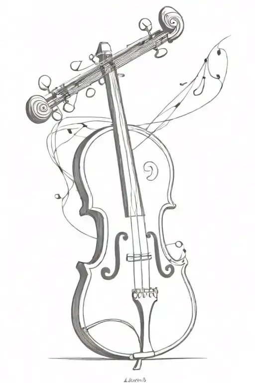 violin combined with the letter j somewhere tattoo design idea