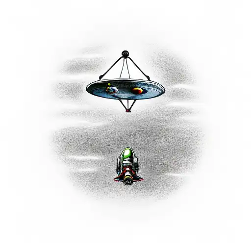 spacecraft abducting a skateboard tattoo design idea