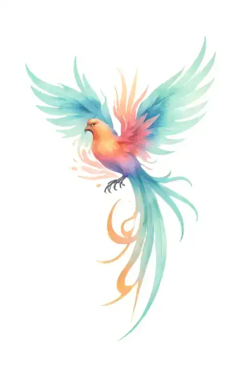 phoenix fine line tattoo design idea