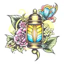 rainbow and wish lantern tattoo design idea