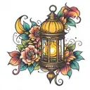 rainbow and wish lantern tattoo design idea