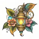 rainbow and wish lantern tattoo design idea