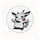 Psychedelic Pikachu surrounded by a vibrant forest tattoo design idea