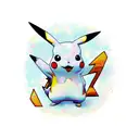 Psychedelic Pikachu surrounded by a vibrant forest tattoo design idea