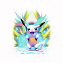 Psychedelic Pikachu surrounded by a vibrant forest tattoo design idea