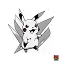 Psychedelic Pikachu surrounded by a vibrant forest tattoo design idea