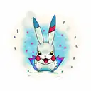 Psychedelic Pikachu surrounded by a vibrant forest tattoo design idea