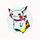 Psychedelic Pikachu surrounded by a vibrant forest tattoo design idea