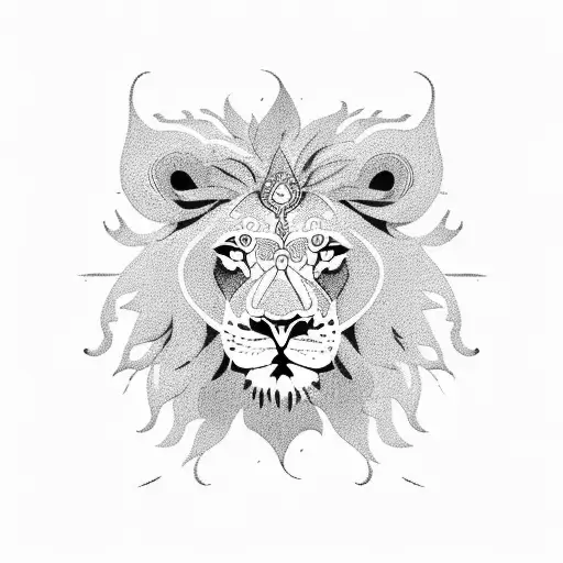 mandala lion tattoo design idea