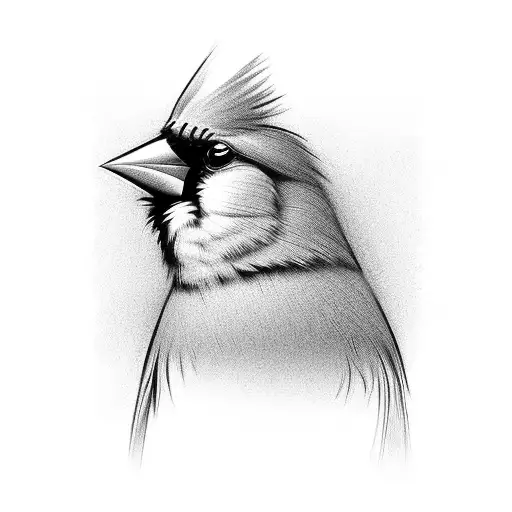 A cardinal and a mental health awareness sign combined into a black and grey design tattoo design idea