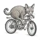 devon rex cat on a bike tattoo design idea