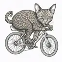 devon rex cat on a bike tattoo design idea