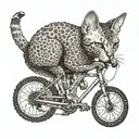 devon rex cat on a bike tattoo design idea