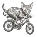 devon rex cat on a bike tattoo design idea