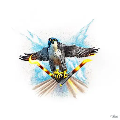 peregrine falcon catching a torch tattoo design idea