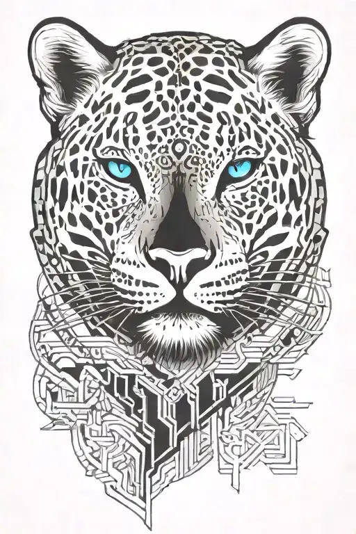 snow leopard full body tattoo design idea