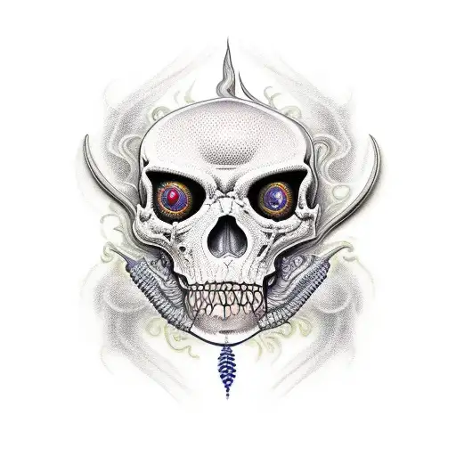 flecha com cobra e uma caveira  tattoo design idea