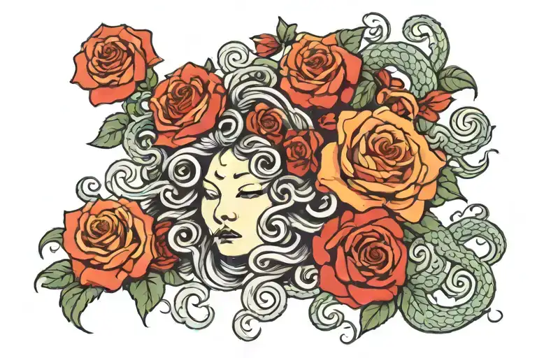 medusa and rose tattoo tattoo design idea