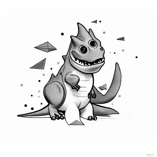 cute Dino, Script saying "Grayson 2/2/22 tattoo design idea