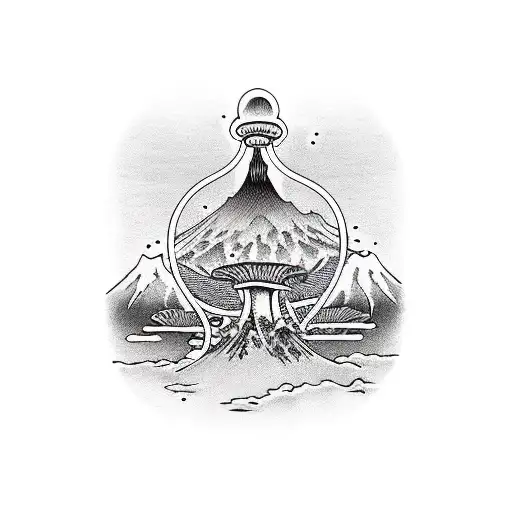 frog mt fuji magic mushroom tattoo design idea