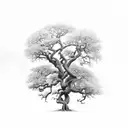 Oak tree with roots tattoo design idea