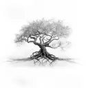 Oak tree with roots tattoo design idea