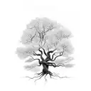 Oak tree with roots tattoo design idea