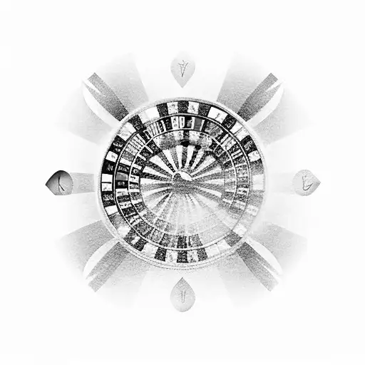 A roulette wheel with the client's family members' names on each slot, representing their love for gambling and family tattoo design idea