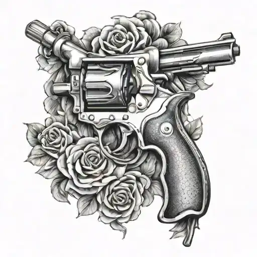 gun in drawing tattoo design idea