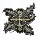 Orthodox Cross in a blacked out circle tattoo design idea