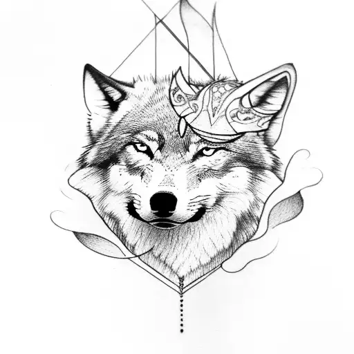 full Wolf with arrows in his back tattoo design idea