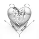 heart shaped box from side with chain around it tattoo design idea