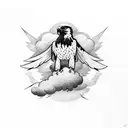 falcon with clouds  tattoo design idea