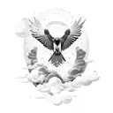 falcon with clouds  tattoo design idea