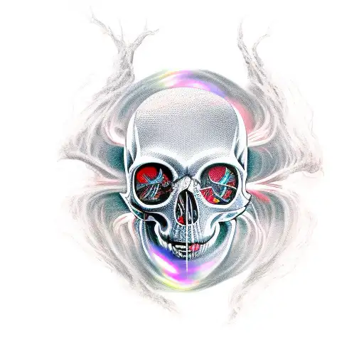 Biomechanical skull tattoo design idea