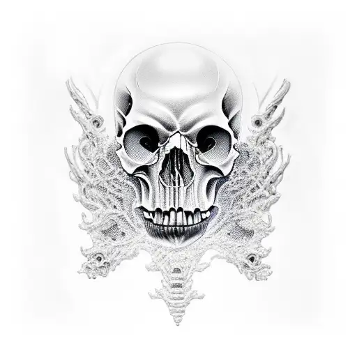 Biomechanical skull tattoo design idea
