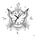 butterfly with clock tattoo design idea