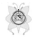 butterfly with clock tattoo design idea