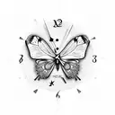 butterfly with clock tattoo design idea