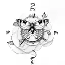 butterfly with clock tattoo design idea
