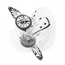 butterfly with clock tattoo design idea