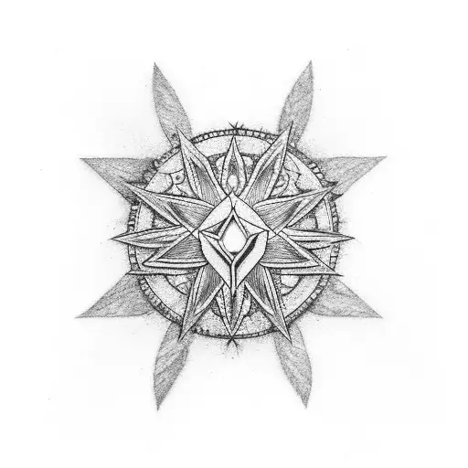 Ein Stern mit Heiligenschein ind einen Flügel  + Sonne und Kussmund tattoo design idea