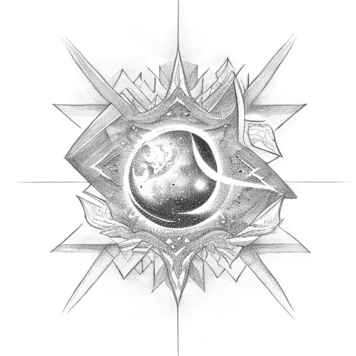 Ein Stern mit Heiligenschein ind einen Flügel  tattoo design idea