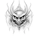 Design a basketball engulfed in flames, reminiscent of Devil May Cry's demonic imagery tattoo design idea