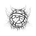 Design a basketball engulfed in flames, reminiscent of Devil May Cry's demonic imagery tattoo design idea